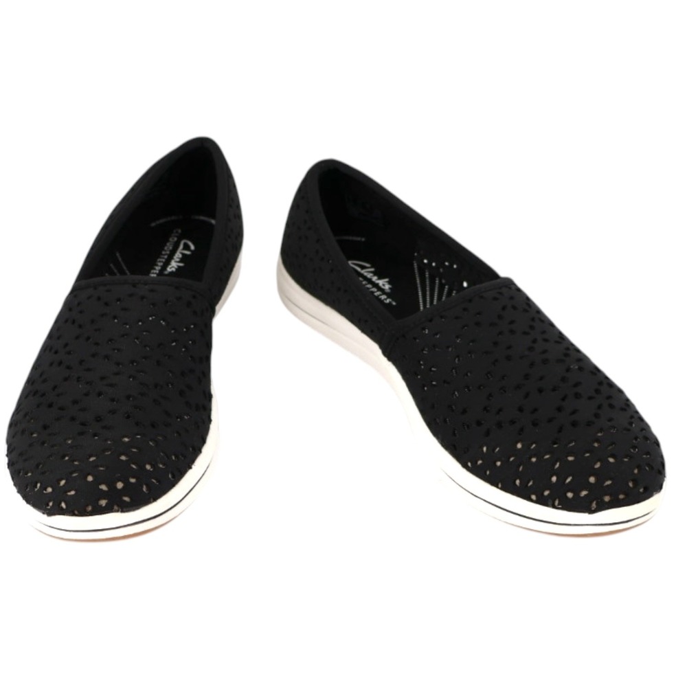 Clarks Breeze Vibe Black Slip‎ On Flats 6M Cloudsteppers Comfort Shoes New
